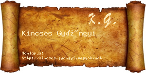 Kincses Gyöngyi névjegykártya